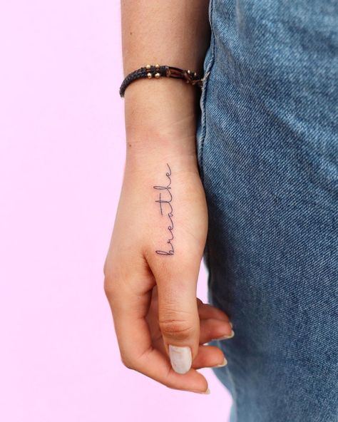 Tattoos For Women Empowerment, Fine Line Small Tattoo, Line Small Tattoo, Word Tattoos On Arm, Confidence Tattoo, Just Breathe Tattoo, Remember To Breathe, Empowering Tattoos, Freedom Tattoos