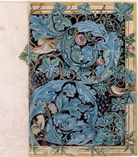 May Morris, Vine Drawing, William Morris Patterns, Illustrated Manuscript, Morris Design, William Morris Art, William Morris Designs, Pagan Art, Paisley Art