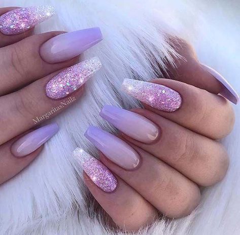 (paid link) Elegant be next to Bare Nails - Coffin | create Up Lilac Nails Design, Purple Ombre Nails, Unghie Sfumate, Lilac Nails, Purple Acrylic Nails, Stiletto Nail Art, Purple Nail Designs, Lavender Nails, Nail Art Ombre