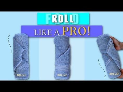 How to Fold (ROLL) Bath Towels Like a Pro | Judi the Organizer - YouTube Towel Folding Ideas Tutorials, Bath Towel Folding, Rolling Bath Towels, Fancy Towel Folding, Linen Closet Bathroom, Roll Bath Towels, Folding Bath Towels, Hand Towel Folding, Yacht Stewardess