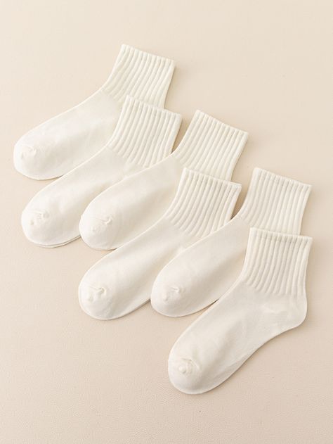 6pairs Solid Crew SocksI discovered amazing products on SHEIN.com, come check them out! Women Crew Socks, Women Socks, Beige Fabric, Calf Socks, Kids Beachwear, Socks And Hosiery, Sleepwear Women, Women's Casual, Socks Women