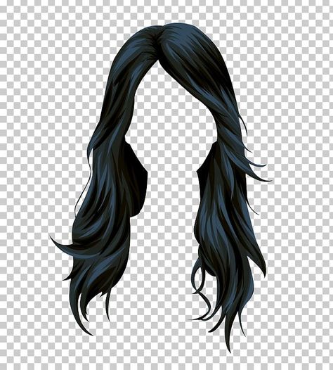 Fashion Illustration Hair, Black Hair Wig, Wig Long Hair, Black Hair Wigs, Hair Vector, Hair Illustration, Hair Doll, Clothing Sketches, Hair Sketch