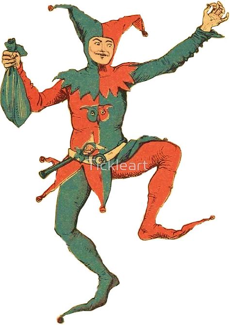 court jester history images | Court Jester" by Tickleart | Redbubble Green Court, Old Illustration, Court Jester, Green, Red