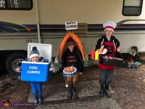 Grill Costume Diy, Camper Halloween Costume, Camper Costume, Camping Costume, Camping Crafts For Kids, Halloween Camping, Easy Diy Costumes, Homemade Costume, Cool Campers