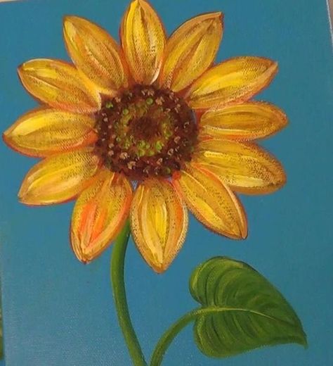 Sunflower Simple Painting, Simple Sunflower Painting, Kanvas Art, Sunflower Painting Acrylic, Painting Sunflowers, Fall Canvas Painting, Sunflower Canvas, Acrylic Painting Lessons, Simple Canvas Paintings