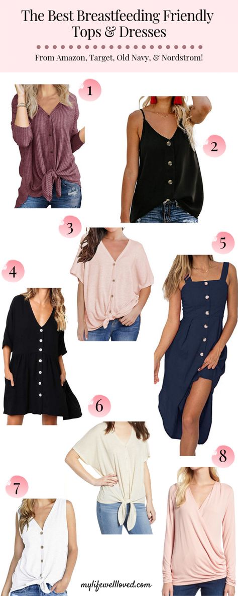 The best breastfeeding-friendly tops & dresses by Life + Style blogger, Heather Brown // My Life Well Loved Postpartum Dress Ideas, Breastfeeding Outfits Fall, Breastfeeding Outfits Summer, Summer Post Partum Outfits, Breastfeeding Outfits, Post Pregnancy Clothes, Breastfeeding Friendly Outfits, Busy Mom Outfits, Postpartum Dresses