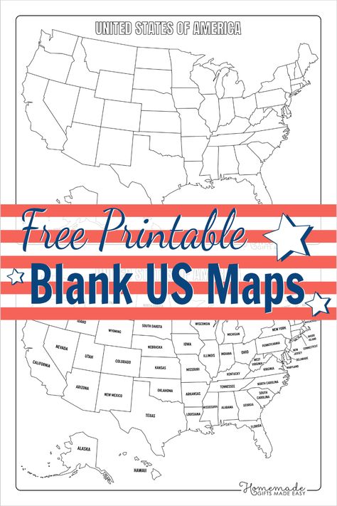 Free Printable Blank US Map Blank Us Map, United States Map Printable, Us Map Printable, Printable Outline, World Map Printable, Us State Map, States And Capitals, European Map, Homeschool Geography