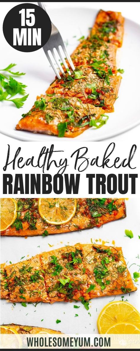 Broiled Trout Recipes, Healthy Trout Recipes Dinners, Rainbow Trout Dinner Ideas, Red Rainbow Trout Recipes, Rainbow Trout Recipes Baked Healthy, Trout Filets Recipes, Baked Trout Recipes Ovens, Best Trout Recipes, Healthy Trout Recipes