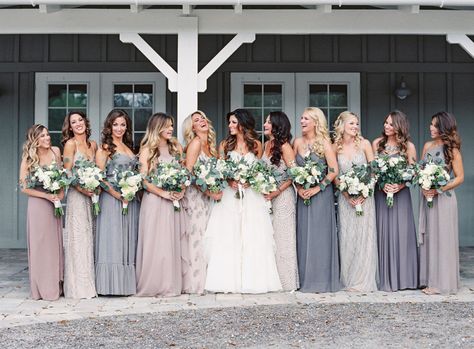 Bridesmaid Color Palette, Bridesmaid Color Scheme, Women Standing, Rustic Dresses, Bridesmaid Colors, Mismatched Bridesmaids, Mismatched Bridesmaid Dresses, Bridesmaid Dress Colors, Wedding Bridesmaid Dresses