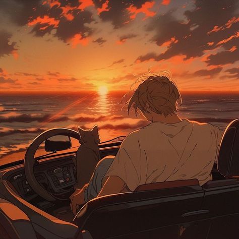 Nature Anime Pfp, 4k Profile Picture, Scene Profile Picture, Sunset Pfp, Profile Boy, Anime Sunset, Pic Profile, Man Pic, Boy Profile