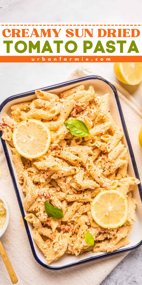 Looking for the best pasta dinner recipe? This Creamy Sun Dried Tomato Pasta is a delicious, one-pot dish loaded with sun-dried tomatoes, garlic, ricotta cheese, and parmesan cheese. It makes a new weeknight dinner recipe or a Father's Day dinner menu! Creamy Sun Dried Tomato Pasta, Best Pasta Dinner, Cozy Dinner Recipes, Dried Tomato Pasta, Dinners For Family, Sun Dried Tomato Pasta, Vegetarian Brunch, Meals Without Meat, Pasta Casseroles