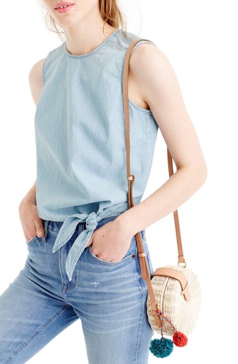 Tie Waist Top, Tank Top Bras, High Waist Fashion, Jcrew Women, Knitted Tank Top, Chambray, Tank Top Fashion, Floral Tops, Sleeveless Top