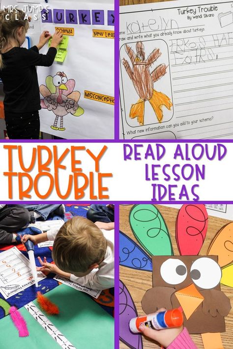 Have fun reading this book in November! Turkey Trouble reading comprehension lesson plans and engaging activities for kindergarten and first grade. #turkeytrouble #readinglessonplans #engagingreaders November Social Studies Kindergarten, Thanksgiving Read Alouds And Activities, November Read Alouds First Grade, Thanksgiving Lesson Plans For 1st Grade, November Books For Kindergarten, Turkey Writing First Grade, November Lesson Plans For Kindergarten, Thanksgiving Book And Craft, Turkey Activities First Grade