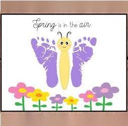 Easter Footprint Crafts, Butterfly Footprints, Daycare Projects, Nanny Ideas, Spring Toddler Crafts, Spring Arts And Crafts, Springtime Crafts, Grandma Ideas, Toddler Craft