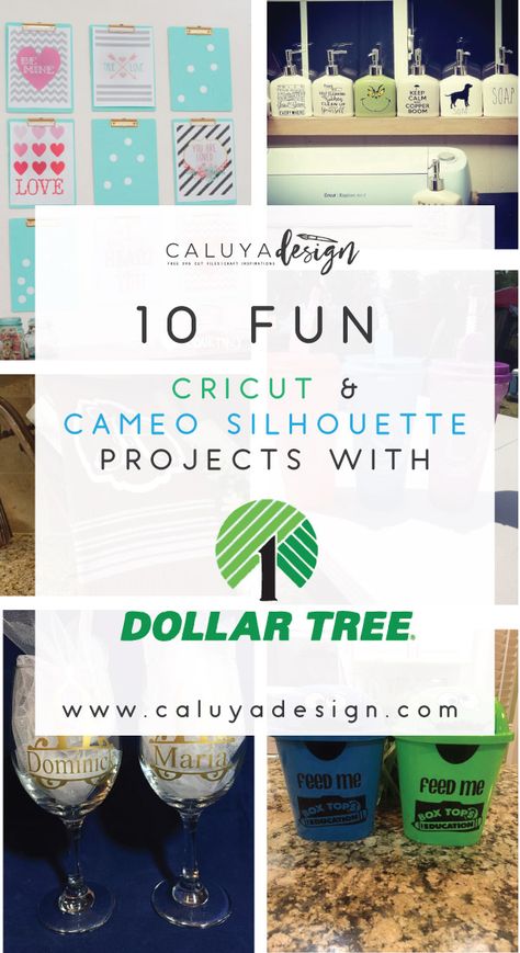 Fun Cricut & Cameo Silhouette Projects with Dollar Tree Products Cameo Silhouette Projects, Dollar Tree Craft Ideas, Tree Craft Ideas, Cheap Diy Crafts, Fun Diy Craft Projects, Silhouette Cameo Crafts, Diy Craft Ideas, Tree Craft, Wine Bottle Diy Crafts