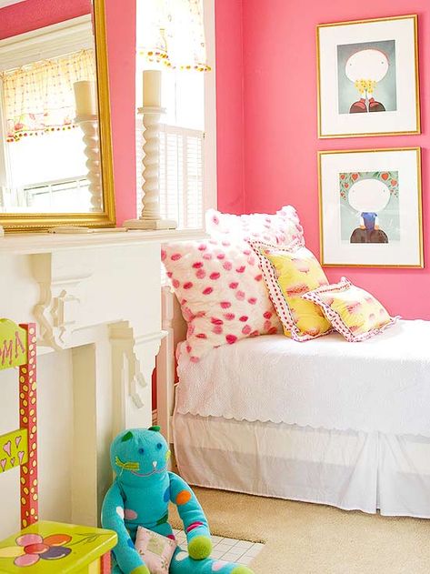 Pink Reinvented - love this girls room! Hot Pink Walls, Big Girl Bedrooms, Bedroom Red, Room Deco, Bar Interior, Big Girl Rooms, Pink Room, Pink Walls, Pink And Yellow