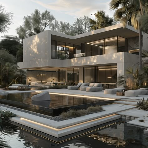 A dream home nestled in paradise. 🌴🏠 #DreamHome #ParadiseLiving Futuristic House Design, Modern Concrete House, Futuristic House, Modern House Floor Plans, House Outer Design, Futuristic Home, Design Architect, Modern Villa Design, Dream Life House