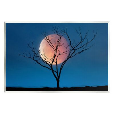 Our stretched canvas wall plaques are created with only the highest standards. We print with high-quality inks. The art is ready to hang with no installation required. Stupell Industries Size: 10" H x 15" W x 0.5" D | Stupell Industries Az-796-Wood Full Moon & Tree 10.0 H x 15.0 W x 0.5 D in / pinkCanvas in Blue | 10" H x 15" W x 0.5" D | Wayfair | Home Decor Dollar Store Christmas Decorations, Canvas Inspiration, Moon Tree, Sky Art Painting, Painting Wood, Landscape Art Painting, Tree Canvas, Paint And Sip, Step By Step Painting