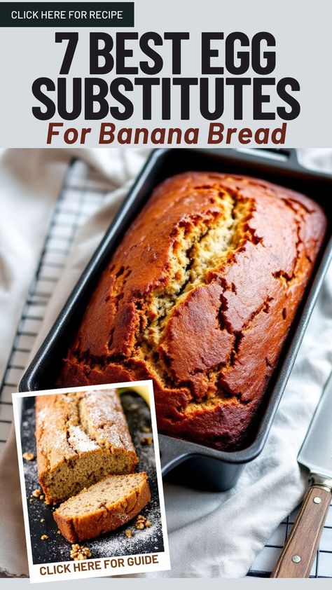 Looking for a moist and flavorful banana bread recipe with no eggs? This easy-to-make eggless banana bread is perfect for anyone who needs egg substitutes for banana bread. Packed with the sweetness of ripe bananas and warm spices, it’s simple, delicious, and uses everyday ingredients. Whether you're out of eggs or baking vegan, this banana bread with no eggs is a winner! Full Recipe and Guide For 7 Best Egg Substitutes For Banana Bread at Dealiciousness.net Stevia Banana Bread, Bread With No Eggs, No Egg Banana Bread, Banana Bread Recipe No Eggs, Banana Bread Recipe Eggless, Egg Free Banana Bread, One Banana Banana Bread, Best Vegan Banana Bread Recipe, Banana Bread Without Eggs