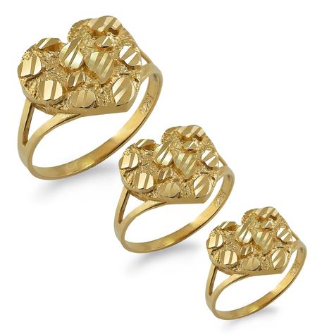 PRICES MAY VARY. Made from solid 14k gold with purity stamp Elegant style perfect for any occasion Diamond-cut finish Suitable for women Includes a 1-year manufacturer warranty Durable and high-quality craftsmanship Diamond-cut Heart-shaped Yellow Gold Nugget Ring in small, medium and largeExpress your love with the Yellow Gold Nugget Sparkle Cut Heart Ring, available in small, medium, and large sizes. This stunning ring features a heart-shaped design with a unique nugget texture and sparkle cut Nugget Rings, Gold Nugget Ring, Beautiful Symbols, Gold Nugget, Large Ring, Small Rings, Diamond Cut, Meaningful Gifts, Heart Ring