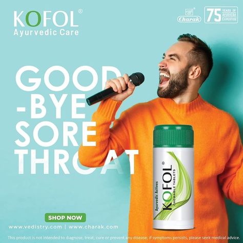 It's an amazing blend of herbs like Yashtimadhu, Shunthi, Bibhitaki, Kali Miri, Lavang oil & Menthol crystal. This pocket-friendly Ayurvedic formulation not only soothes your sore throat but also helps reduce cough. https://www.charak.com/product/kofol-chewable-tablets/ Throat Spray, Menthol Crystals, Sore Throat, Medical Advice, Ayurveda, Disease, Website Design, Health Care, Herbs