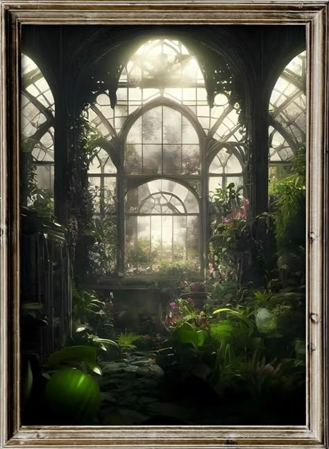 Amazon.com: Dark Academia Poster Aesthetic Vintage Wall Art Gothic Pictures Vintage Gothic Canvas Wall Art Medieval Castle Overgrown Botanical Cottagecore Poster Green Natural Botanical Poster 16x24inch Unframed: Posters & Prints Castle Greenhouse Aesthetic, Garden Fantasy Aesthetic, Green House Concept Art, Fantasy Garden Background, Overgrown Manor, Jasminecore Aesthetic, Fairy Architecture, Jasmine Core, Cottagecore Posters