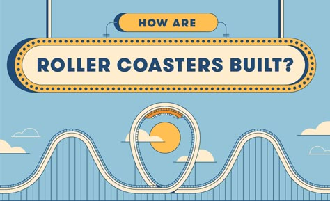 Infographic: How roller coasters are designed and built Roller Coaster Graphic Design, Rollercoaster Illustration, Roller Coaster Illustration, Roller Coaster Gif, Roller Coaster Design, Illustrated Infographic, Wayfinding Signs, Scale Drawing, Infographic Illustration