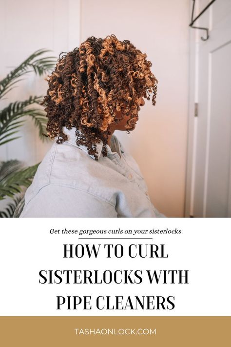 How To Curl Sisterlocks, Pipe Cleaner Curls On Sisterlocks, Curling Sisterlocks, Pipe Cleaner Sister Loc Styles, Pipe Cleaner Curls On Locs, Loc Ideas, Sisterlocks Styles, Micro Locs, Sister Locs