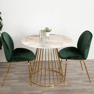 Edmonson Dining Set with 2 Chairs (Set of 3) Artificial Marble, Wood Table Bases, Corner Sofa Chaise, Metal Table Top, Marble Dining Table, Marble Dining, Colorful Chairs, Dining Table Marble, Marble Table