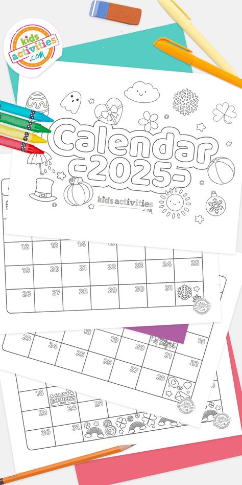 Get ready for the new year 2025 with our free printable calendar for kids 2024! Grab your crayons and make it colorful on your own way. Calendar 2025 Free Printable, Handmade Calendar Ideas Creative, Calendar Crafts For Kids, 2025 Calendar Printable Free, Life Orientation, Handprint Calendar, 2024 Printable Calendar, Preschool Calendar, Calendar Worksheets