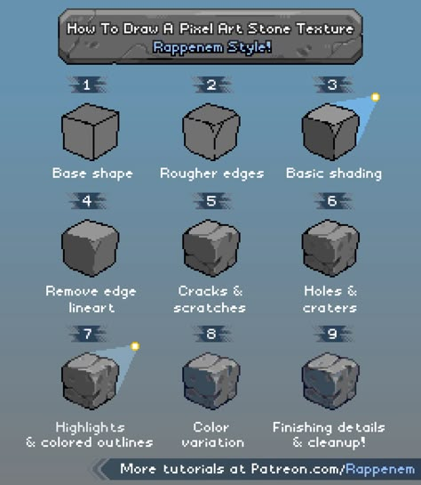 ArtStation - Pixel Art Tutorial - Stone Stone Pixel Art, Pixel Art Texture, Pixel Art Tips, Pixel Tutorial, Isometric Sketch, How To Pixel Art, Pixel Art Reference, 3d Pixel Art, Texture Stone