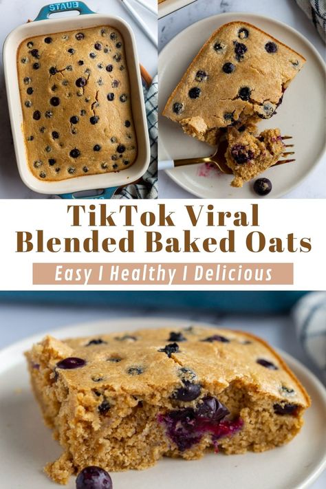 Baked Oats Tiktok, Blended Baked Oats, Oat Recipes Healthy, Gf Breakfast, A Healthy Breakfast, Viral On Tiktok, Baked Oats, Tiktok Viral, Flour Recipes