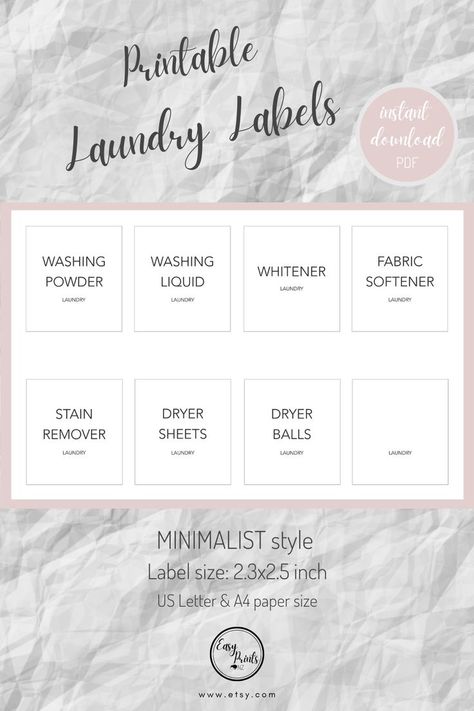 Laundry Tags Printable Labels, Spices Stickers, Laundry Container Labels, Laundry Instructions Printable, Minimalist Laundry Room, Fabric Softener Stains, Cricut Laundry Labels, Laundry Printables, Minimalist Laundry