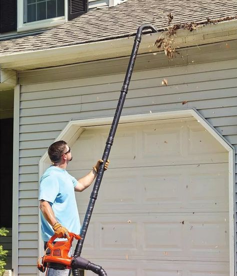 Spring Cleaning Yard, Gutter Cleaning Tool, Gutter Cleaner, Clean Patio, House Maintenance, Gutter Cleaning, Cleaning Gutters, A Ladder, Family Handyman