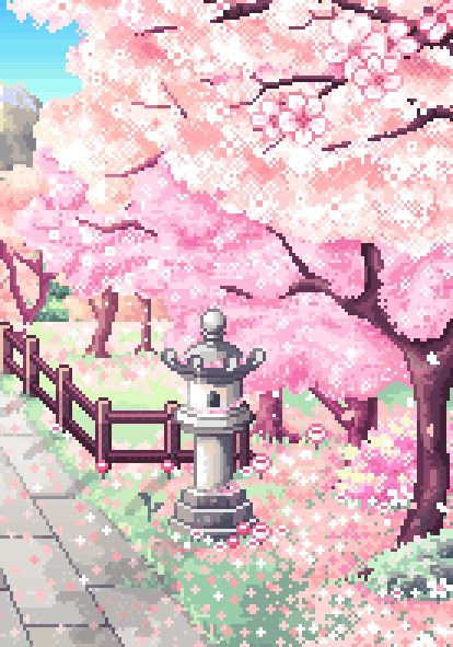 Cherry Blossom Trees, Blossom Trees, Cherry Blossoms, Cherry Blossom, Pixel Art, Blossom, Cherry, Trees, Pink