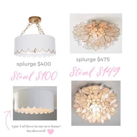 Best Semi Flush Mount Lights, Beautiful Flush Mount Lighting, Scallop Flush Mount Light, Nursery Flush Mount, Light Fixture For Bedroom, Closet Pendant Lighting, Whimsical Flush Mount Light, Closet Light Fixture Ideas, Scalloped Flush Mount Light