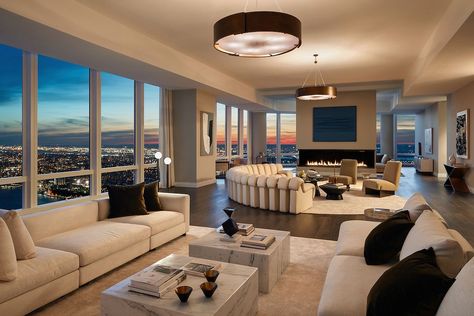 Apartamento New York, Penthouse In New York, Luxurious Penthouse, New York Penthouse, French Oak Flooring, Office Wallpaper, Luxury Penthouse, Hudson Yards, Penthouse Apartment