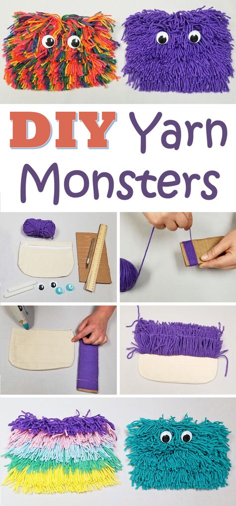 Yarn Art For Kids, Yarn Art Diy, Yarn Monsters, Yarn Art Projects, Color Monster, Yarn Crafts For Kids, Easy Yarn Crafts, Diy Monsters, Monster Craft