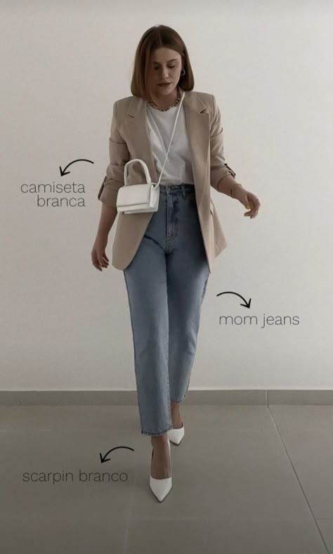 Oversized Blazer Outfits, Beige Blazer Outfit, Semi Formal Mujer, Outfits Con Jeans, Blazer Outfits Casual, Blazer Outfits For Women, Look Jean, Classy Outfits For Women, Classic Style Outfits