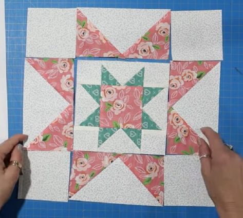 Double Sawtooth Star Quilt Pattern, Sawtooth Star Quilt Block Variations, Sawtooth Star Quilt Block Free Pattern, Sawtooth Star Quilt Block, Sawtooth Star Quilt, Sawtooth Star, Quilt Block Patterns Free, Orange Square, Star Quilt Blocks