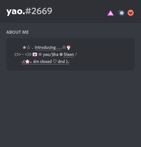 discord bio idea,layout,abput me layout by me! Feel free to copy it Him Banners Discord, Bio Layouts Discord, Aesthetic Bios For Discord, Aesthetic Discord Bio Template, Cute Discord About Me Ideas, Discord Abt Me Layout, Aesthetic Discord Bio Ideas, Discord Bio Ideas Simple, Bio Inspo Discord