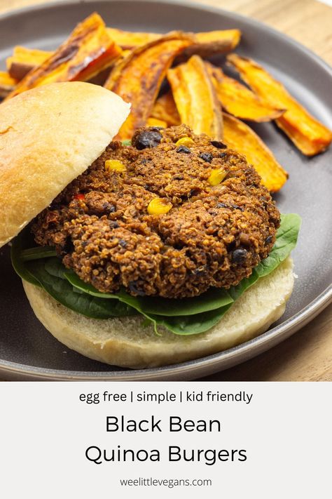 Black Bean Quinoa Burgers – Wee Little Vegans Vegan Hamburger Buns, Blueberry Crumble Muffins, Black Bean Quinoa Burger, Mediterranean Couscous Salad, Cream Cheese Breakfast, Bean Quinoa, Mediterranean Couscous, Quinoa Dishes, Black Bean Burger