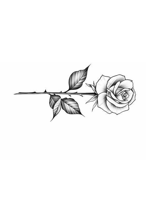 Mini Rose Tattoo Design, Small Rose Stencil, Rose Illustration Tattoo, Gothic Rose Drawing, Rose With Stem Tattoo Stencil, Rose On Finger Tattoo, Simple Tattoos On Arm, Three Roses Tattoo Design, Fineline Rose Tattoo Design