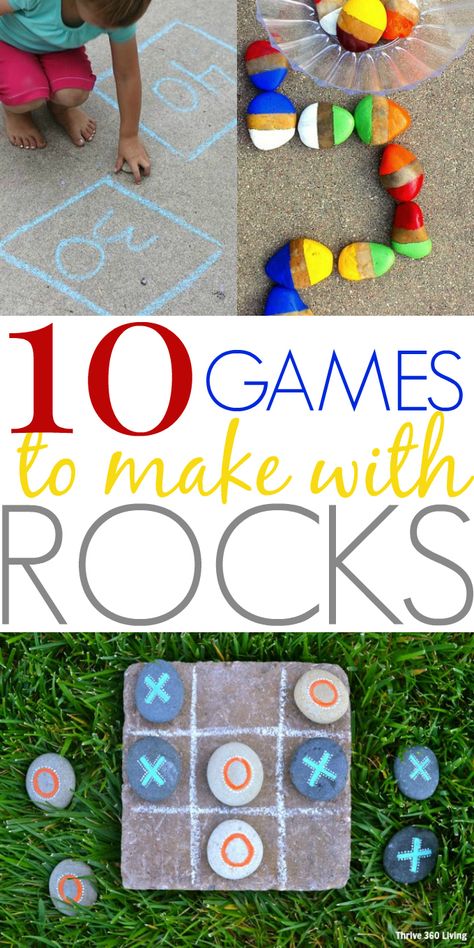 Great ideas for DIY games to make with ROCKS! I love ideas like these that are fun and cheap. Definitely adding to the summer bucket list... Diy Outdoor Games, Rock Games, Games To Make, Creative Games, Backyard Games, Diy Games, Summer Activities For Kids, Backyard Fun, Summer Bucket Lists