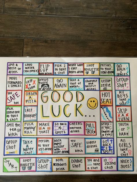 Game Boards Ideas, Drunk Board Game Diy, Diy Board Games For Teenagers, Drinking Board Game Diy, Diy Bored Games, Tipsy Land, Board Game Diy, Board Game Ideas, Drinking Board