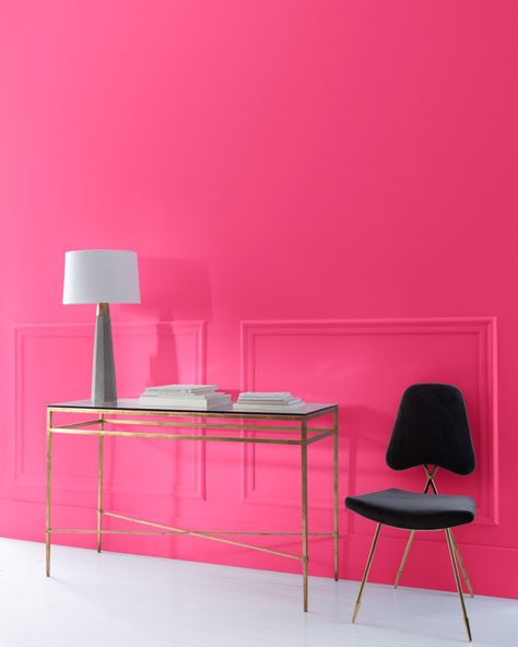 Benjamin Moore Pink, Paint Color Swatches, Pink Accent Walls, Hot Pink Walls, Murs Roses, Pink Paint Colors, Pink Damask, Salon Suites, Paint Colors Benjamin Moore