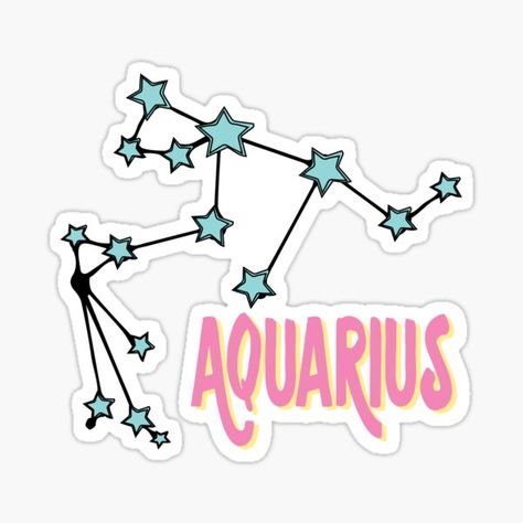 Sarah Hite Shop | Redbubble Aquarius Sticker Printable, Aquarius Sticker, Aries Sticker, Aquarius Aesthetic, Aquarius Constellation, Sticker Printable, Sticker Design Inspiration, Aquarius Sign, Black And White Stickers