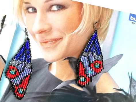 Weaving Beads, Butterfly Wing Earrings, Colorful Butterfly, Animal Earrings, Wing Earrings, Butterfly Earrings, Seed Bead Earrings, Colorful Butterflies, Fringe Earrings