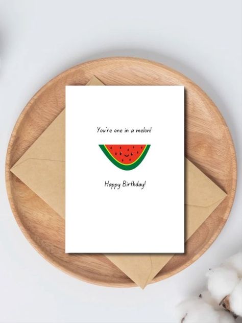 Watercolor Melon Stampin Up Cards, Melon Be Smelling Cat, Your One In A Melon, Happy Birthday Note, Watermelon Card, Thanks A Melon Card, Birthday Note, Card For Birthday, Birthday Cute