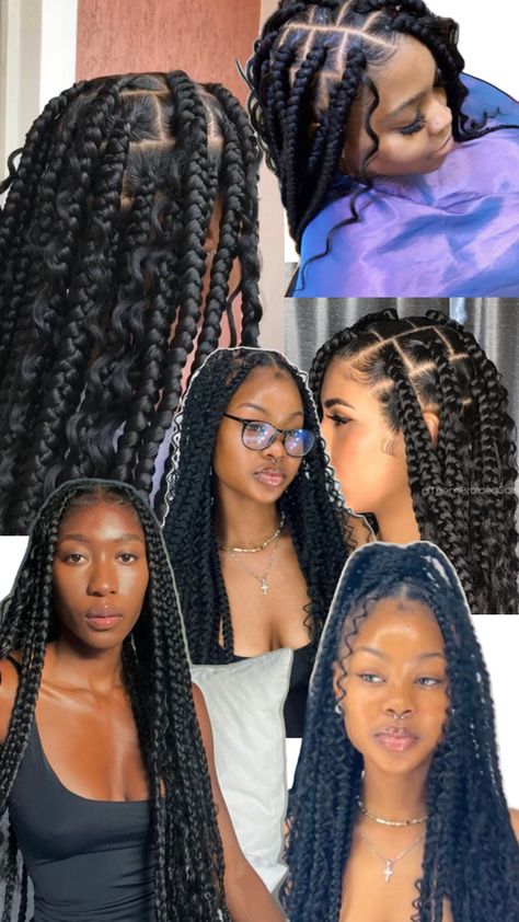 Boho Jumbo Knotless Braids, Plat Hairstyles, Jumbo Boho Knotless Braids, Plats Hairstyles, Black Girls Hairstyles Weave, Jumbo Boho Braids, Hairstyles Weave, Large Box Braids, Big Box Braids